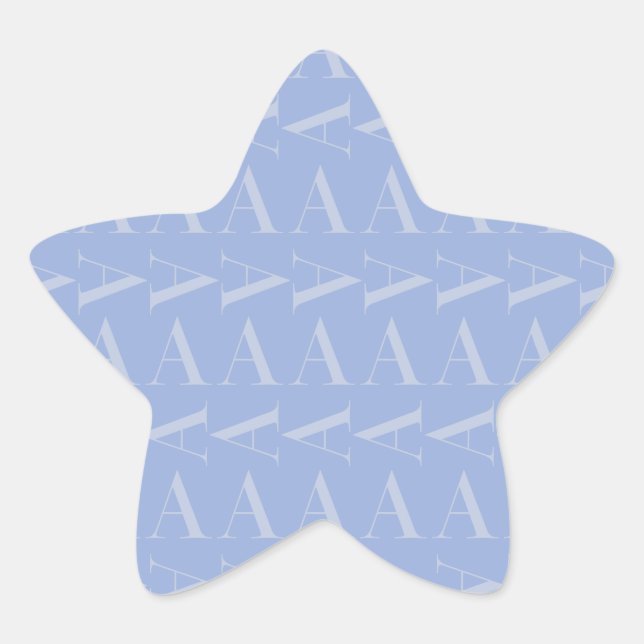 Monogram Initial Letter A, Blue Star Sticker (Front)