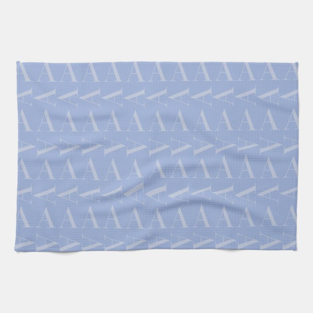 Monogram Initial Letter A, Blue Tea Towel (Horizontal)