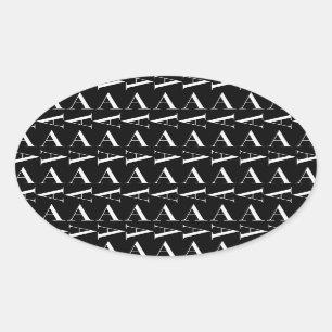 Monogram Initial Letter A, Choose Background Colou Oval Sticker