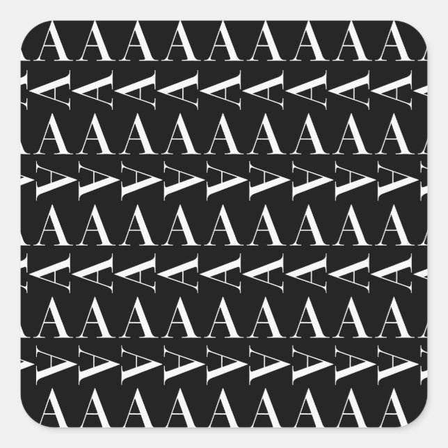 Monogram Initial Letter A, Choose Background Colou Square Sticker (Front)