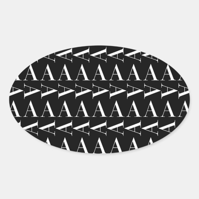 Monogram Initial Letter A Oval Sticker (Front)