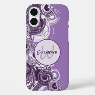 Monogram Initial Letter Abstract Swirling Waves iPhone 16 Plus Case