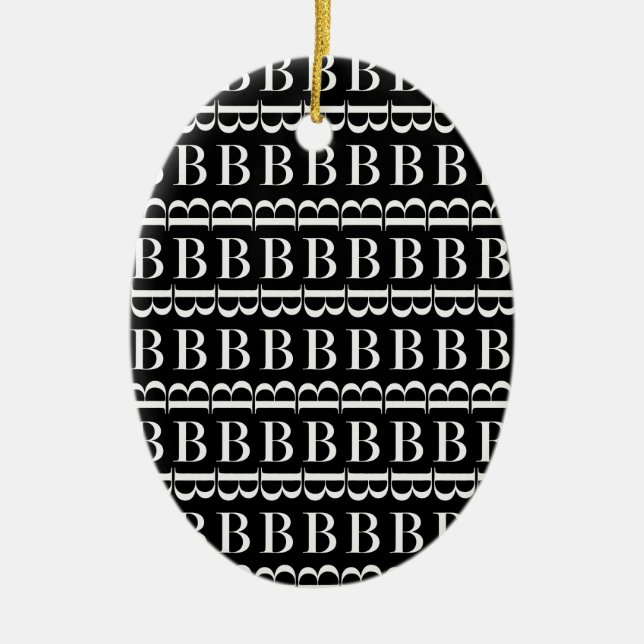 Monogram Initial Letter B Ceramic Tree Decoration (Front)