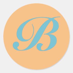 Monogram Initial Letter B Classic Round Sticker