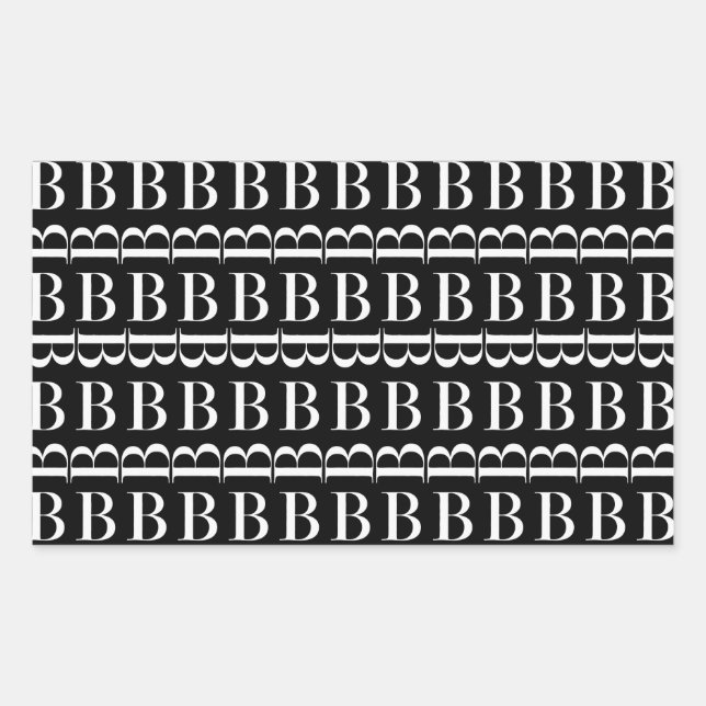 Monogram Initial Letter B Rectangular Sticker (Front)
