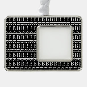 Monogram Initial Letter B Silver Plated Framed Ornament
