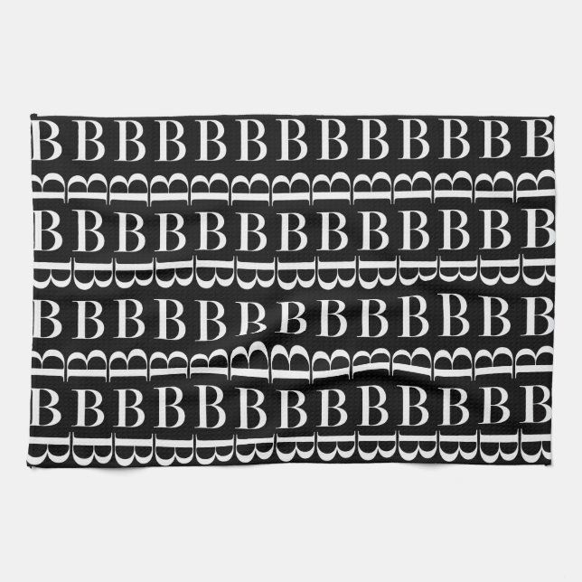 Monogram Initial Letter B Tea Towel (Horizontal)