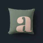 Monogram Initial Letter Bold Earthy Pink Green  Cushion<br><div class="desc">A contemporary throw pillow featuring a deep sage green background with a large blush pink lowercase letter in bold typography. This stylish and minimalist design is perfect for modern, boho, or mid-century home decor, adding a touch of sophistication and personality to any space. Ideal for living rooms, bedrooms, or office...</div>