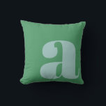 Monogram Initial Letter Bold Light Blue Green Cushion<br><div class="desc">A contemporary throw pillow with bold typography in light blue and kelly green. This stylish and minimalist design is perfect for modern,  boho,  or mid-century home decor,  adding a touch of sophistication and personality to any space. Ideal for living rooms,  bedrooms,  or office settings.</div>