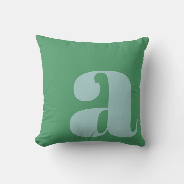 Monogram Initial Letter Bold Light Blue Green Cushion (Front)