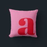 Monogram Initial Letter Bold Pink Red Playful Cushion<br><div class="desc">A bold and stylish throw pillow featuring a warm pink background with a large red lowercase letter in modern typography. This eye-catching design adds a playful yet sophisticated touch to any space, making it perfect for contemporary, mid-century, or eclectic home decor. A great statement piece for living rooms, bedrooms, or...</div>