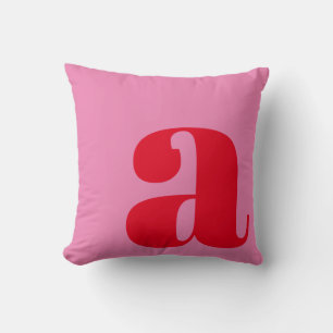 Monogram Initial Letter Bold Pink Red Playful Cushion