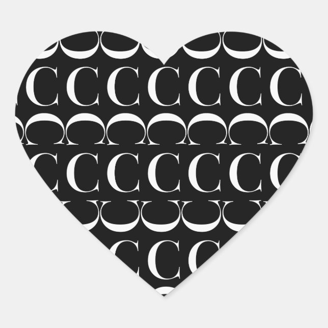 Monogram Initial Letter C Heart Sticker (Front)