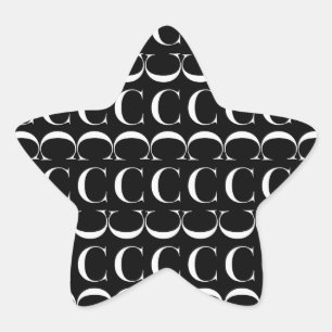 Monogram Initial Letter C Star Sticker