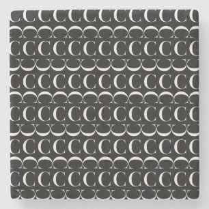 Monogram Initial Letter C Stone Coaster