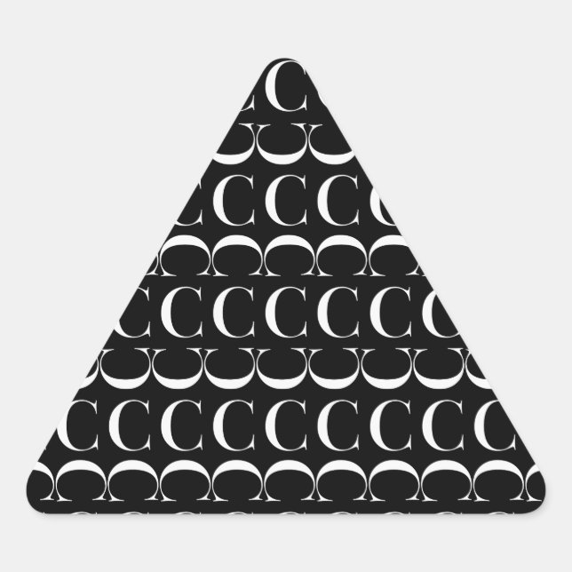 Monogram Initial Letter C Triangle Sticker (Front)