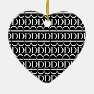 Monogram Initial Letter D Ceramic Ornament
