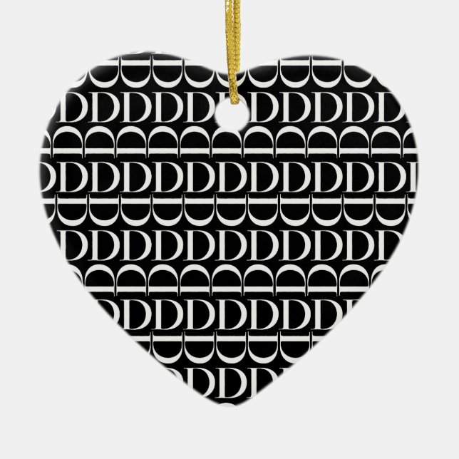Monogram Initial Letter D Ceramic Ornament (Front)