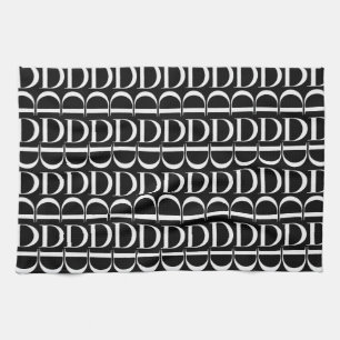 Monogram Initial Letter D, Choose Background Tea Towel