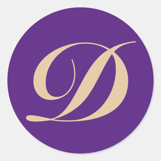 Monogram Initial Letter D Classic Round Sticker (Front)