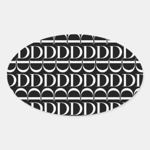 Monogram Initial Letter D Oval Sticker