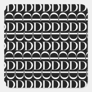 Monogram Initial Letter D Square Sticker