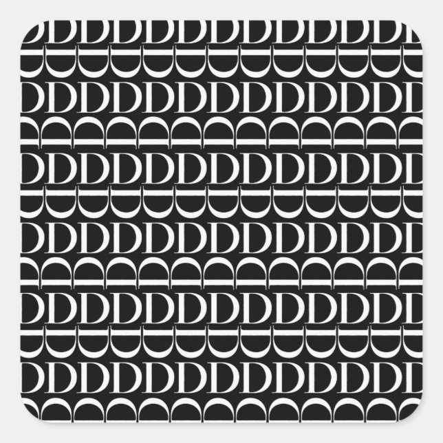 Monogram Initial Letter D Square Sticker (Front)
