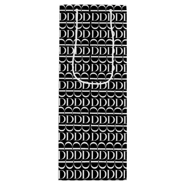 Monogram Initial Letter D Wine Gift Bag (Front)