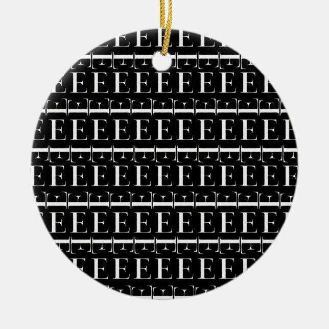 Monogram Initial Letter E Ceramic Ornament (Front)