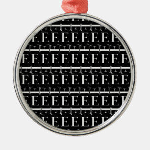 Monogram Initial Letter E Metal Tree Decoration