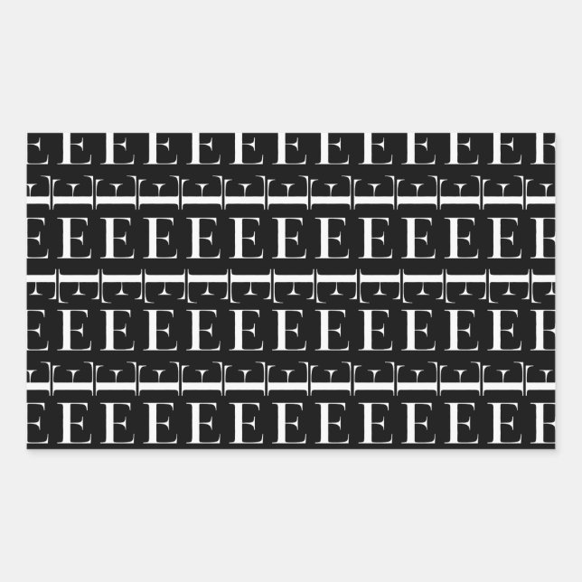 Monogram Initial Letter E Rectangular Sticker (Front)