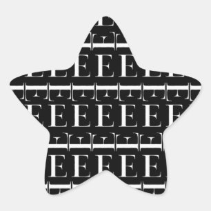 Monogram Initial Letter E Star Sticker