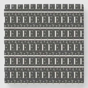 Monogram Initial Letter E Stone Coaster