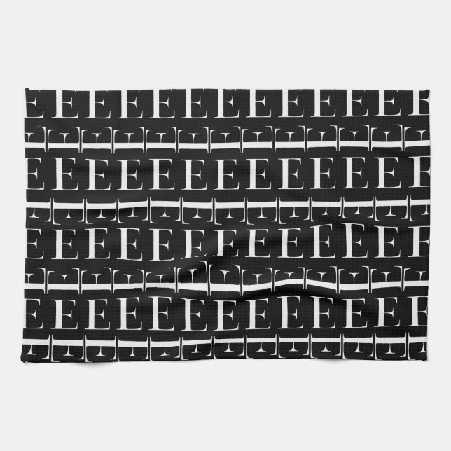 Monogram Initial Letter E Tea Towel (Horizontal)
