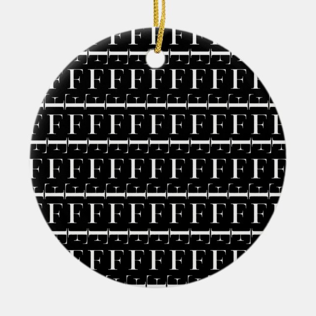 Monogram Initial Letter F Ceramic Ornament (Front)