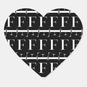 Monogram Initial Letter F Heart Sticker