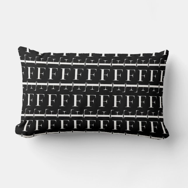 Monogram Initial Letter F Lumbar Cushion (Front)