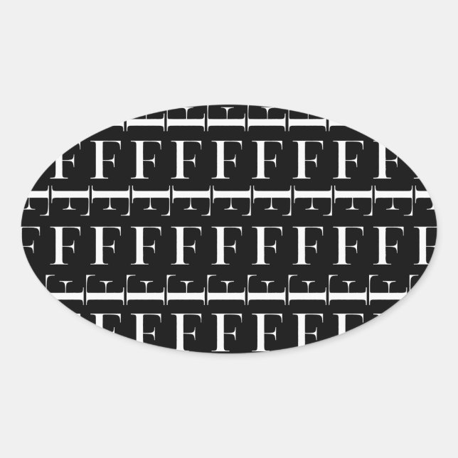 Monogram Initial Letter F Oval Sticker (Front)