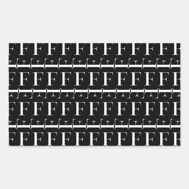 Monogram Initial Letter F Rectangular Sticker (Front)