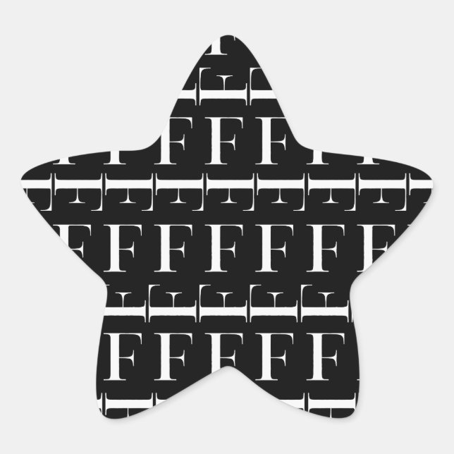 Monogram Initial Letter F Star Sticker (Front)