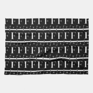 Monogram Initial Letter F Tea Towel