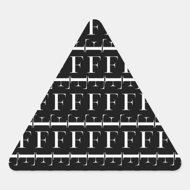 Monogram Initial Letter F Triangle Sticker (Front)