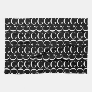 Monogram Initial Letter G, Choose Background Tea Towel