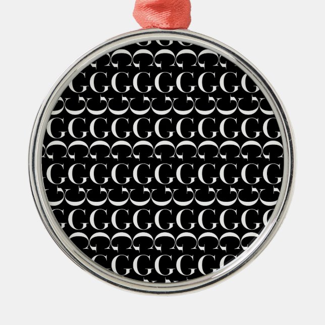 Monogram Initial Letter G Metal Ornament (Front)