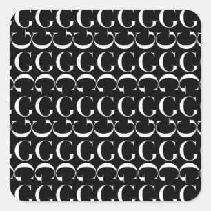 Monogram Initial Letter G Square Sticker