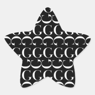 Monogram Initial Letter G Star Sticker