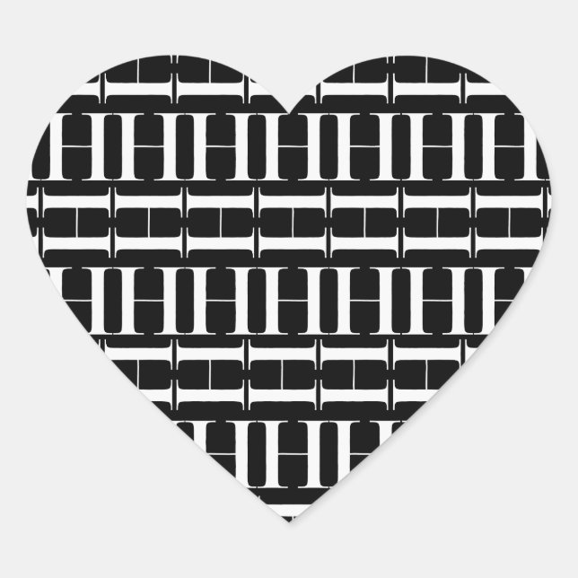 Monogram Initial Letter H Heart Sticker (Front)