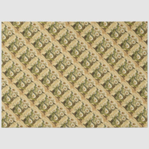Monogram Initial Letter H Vintage Daisy Drawing Tissue Paper