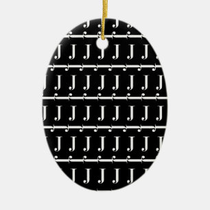 Monogram Initial Letter J Ceramic Ornament