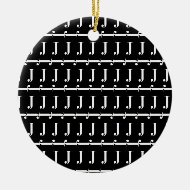 Monogram Initial Letter J Ceramic Ornament (Front)